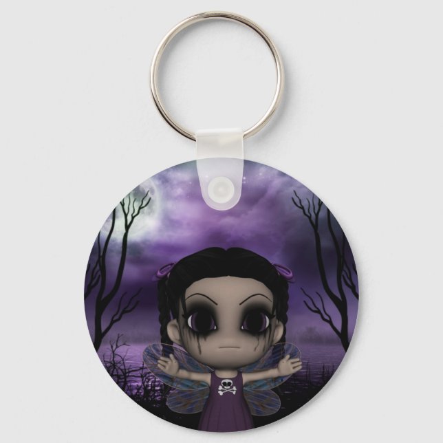 Cute Fun Gothic Fairy 1 Key Ring (Front)