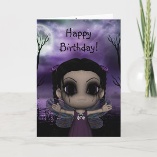 Cute Fun Gothic Fairy Happy Birthday 3 Card
