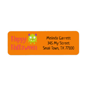 Cute Fun Green Little Monster Custom Address Return Address Label