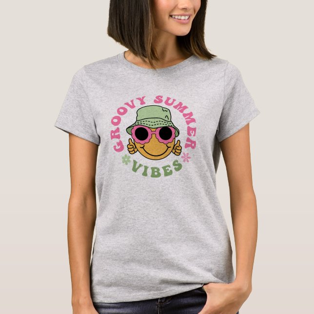 Cute Fun Groovy Summer Vibes  T-Shirt (Front)