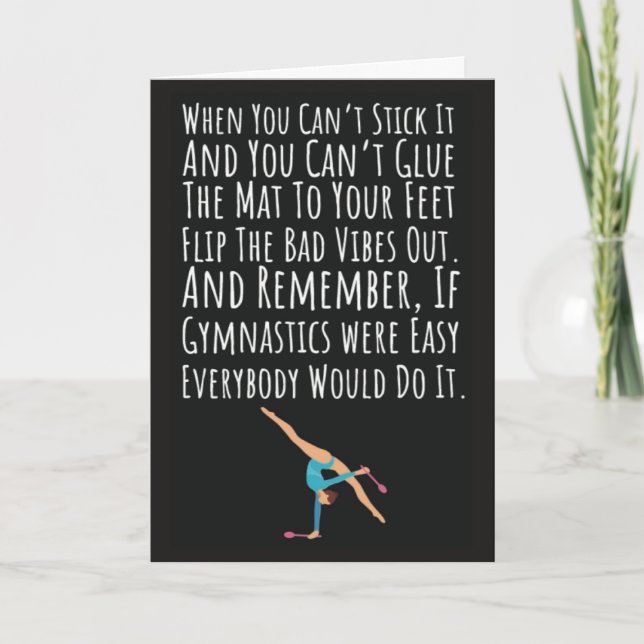 Cute Fun Gymnastics Cards Beam Kids Party (Front)