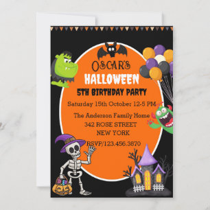 Cute Fun Halloween Birthday Invitation