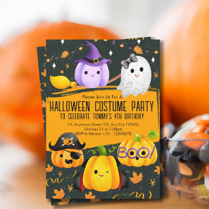 Cute Fun Halloween Costume Kids Birthday Invitation
