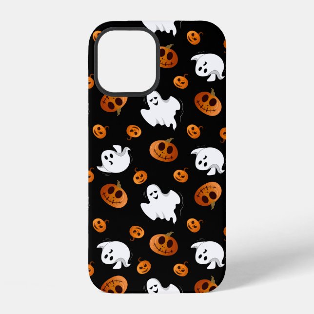 Cute Fun Halloween Ghost Pumpkin Pattern iPhone Case (Back)