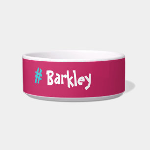 Cute Fun Hot Pink with blue #Customisable Name Bowl