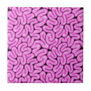 Cute Fun Hot Pink Zombie Brain Halloween Pattern Ceramic Tile
