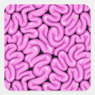 Cute Fun Hot Pink Zombie Brain Halloween Pattern Square Sticker