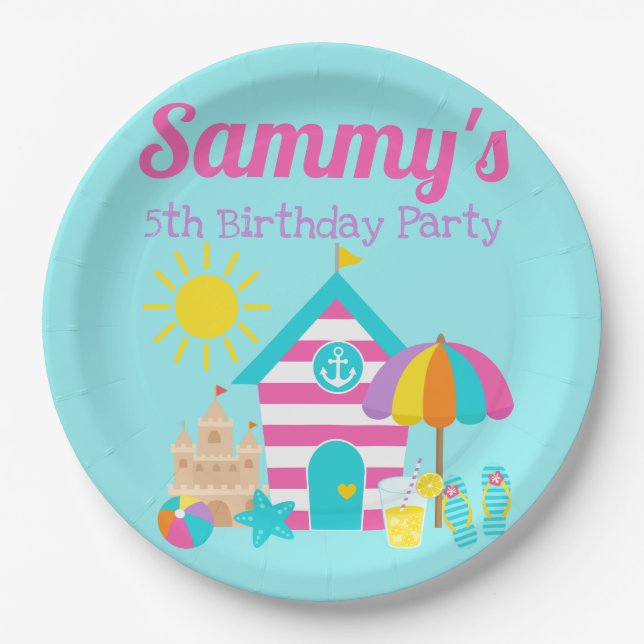 Cute Fun Kids Beach Summer Paper Plate (Front)