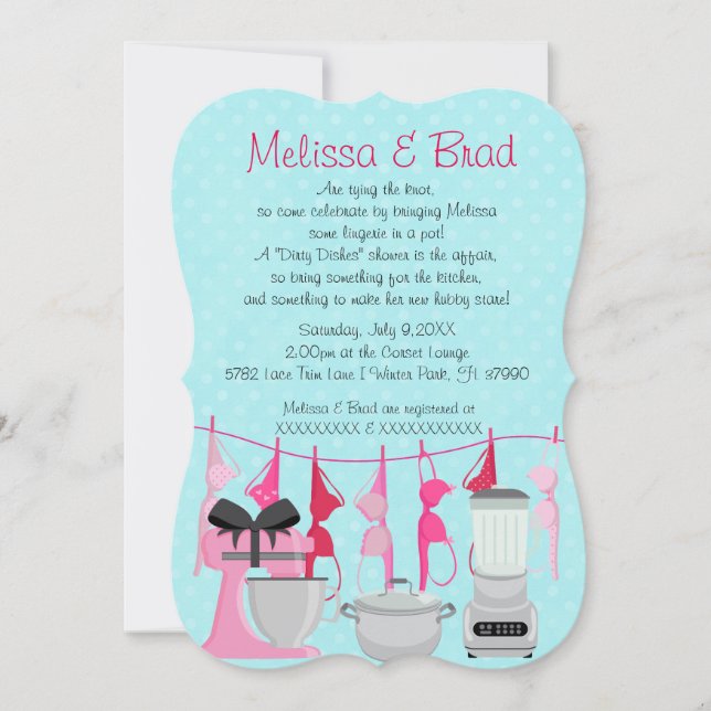 Cute Fun Kitchen Lingerie Bridal Shower Invitation (Front)