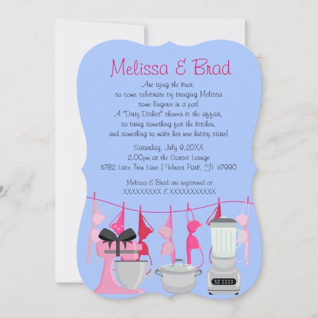 Cute Fun Kitchen Lingerie Bridal Shower Invitation (Front)