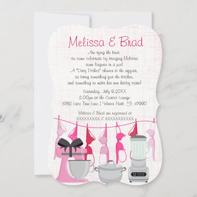 Cute Fun Kitchen Lingerie Bridal Shower Invitation (Front)