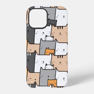 Cute Fun Line Drawing Cats Kitten Pet Animals iPhone 12 Case
