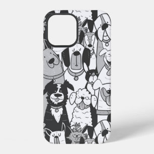 Cute Fun Line Drawing Dogs Pet Animals Cartoon iPhone 12 Case