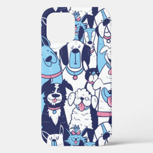 Cute Fun Line Drawing Dogs Pet Animals iPhone 12 Case