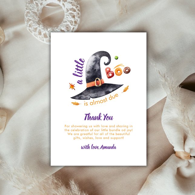 Cute Fun Little Boo Witch Hat Fall Baby Shower Thank You Card (Cute Fun Little Boo Witch Hat Fall Baby Shower Thank You Card)