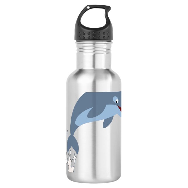 Cute Fun-Loving Cartoon Dolphin 710 Ml Water Bottle (Front)