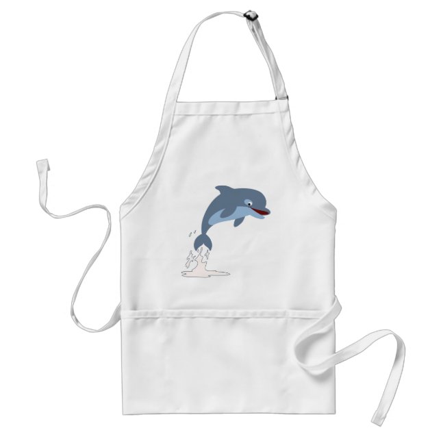 Cute Fun-Loving Cartoon Dolphin Standard Apron (Front)