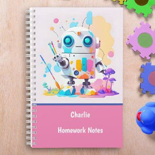 Cute & Fun Messy Robot Paint Splashes Boys & Girls Notebook