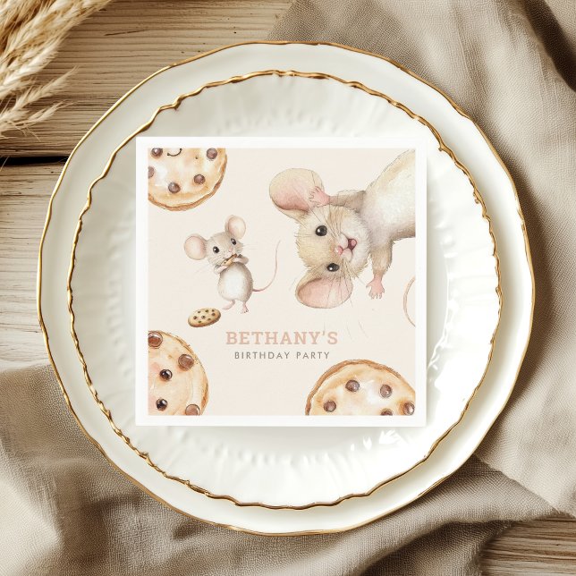 Cute Fun Mice Cookies Any Age Birthday Party Napkin (Creator Uploaded)