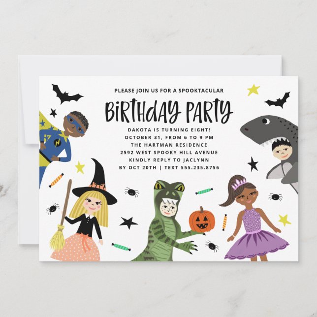 Cute Fun Modern Halloween Birthday Party Invitation (Front)