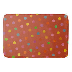 Cute Fun Modern Terracotta Multicolored Polka Dots Bath Mat