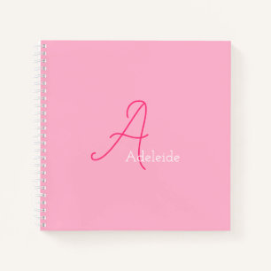 Cute Fun Modern Unique Girly Pink Monogram Notebook