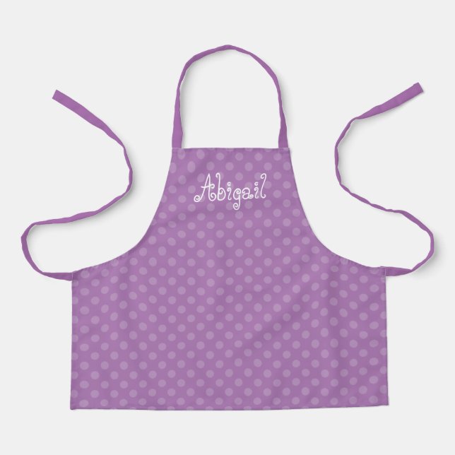 Cute Fun Personalised Lavender Polka Dot Pattern Apron (Front)