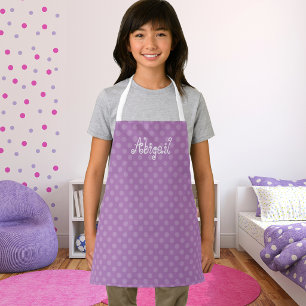 Cute Fun Personalised Lavender Polka Dot Pattern Apron