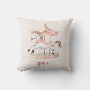 Cute fun Pink Circus Carousel Child's Cushion