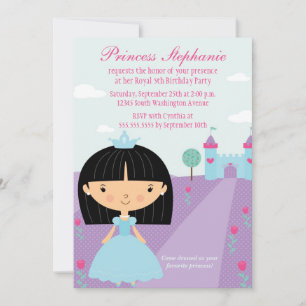 Cute fun princess girl's birthday party invitation
