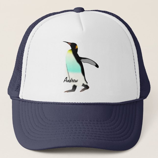 Cute Fun Proud Emperor Penguin Personalised Trucker Hat (Front)