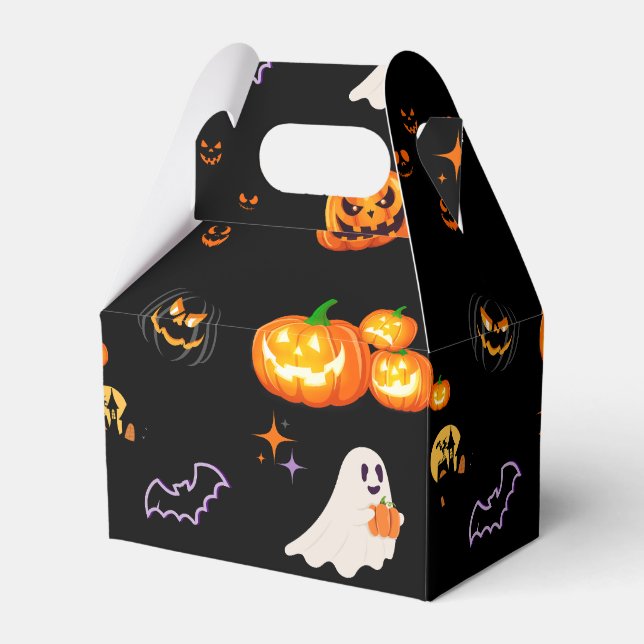 Cute Fun Pumpkin ghost bat Witch Halloween Party Favour Box (Front Side)