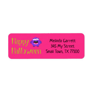 Cute Fun Purple Pink Little Monster Custom Address Return Address Label