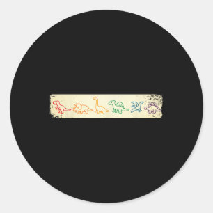 Cute Fun Rainbow Dinosaur Line Art Colourful Prehi Classic Round Sticker