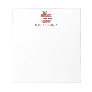Cute Fun Red Apple Hand Drawn Teacher Appreciation Notepad