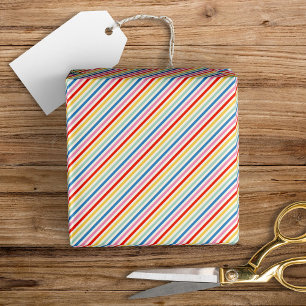 Cute Fun Retro Colours Stripe Pattern Wrapping Paper