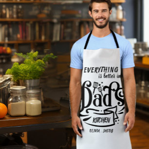 cute fun Retro typography Dad grandfather name Apron