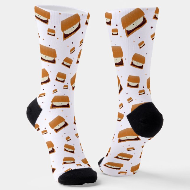 Cute Fun S’more Food  Socks (Angled)