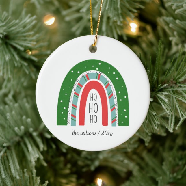 Cute Fun Scandinavian Rainbow Nordic Hygge Ceramic Ornament (Tree)