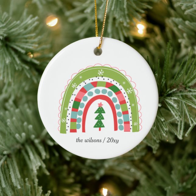 Cute Fun Scandinavian Rainbow Nordic Hygge Ceramic Ornament (Tree)