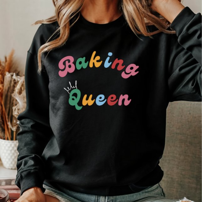 Cute Fun Simple Retro Baking Queen Royal Womens  Sweatshirt (Be a diva!)
