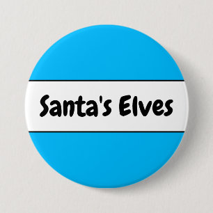 Cute Fun Sky Blue Santa's Elves Christmas Stripes 7.5 Cm Round Badge