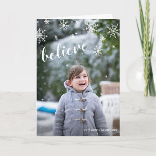 Cute Fun Snowflakes Photo Modern Christmas Holiday Card