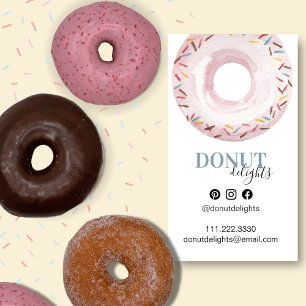 Cute Fun Sprinkle Iced Doughnut Sweet Treats QR Business Card