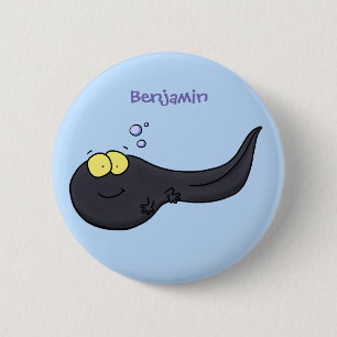 Cute fun tadpole cartoon illustration 6 cm round badge