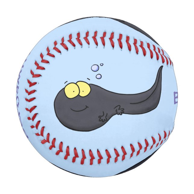 Cute fun tadpole cartoon illustration baseball (Front Left)