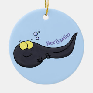 Cute fun tadpole cartoon illustration ceramic ornament