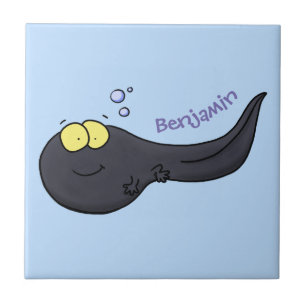 Cute fun tadpole cartoon illustration ceramic tile