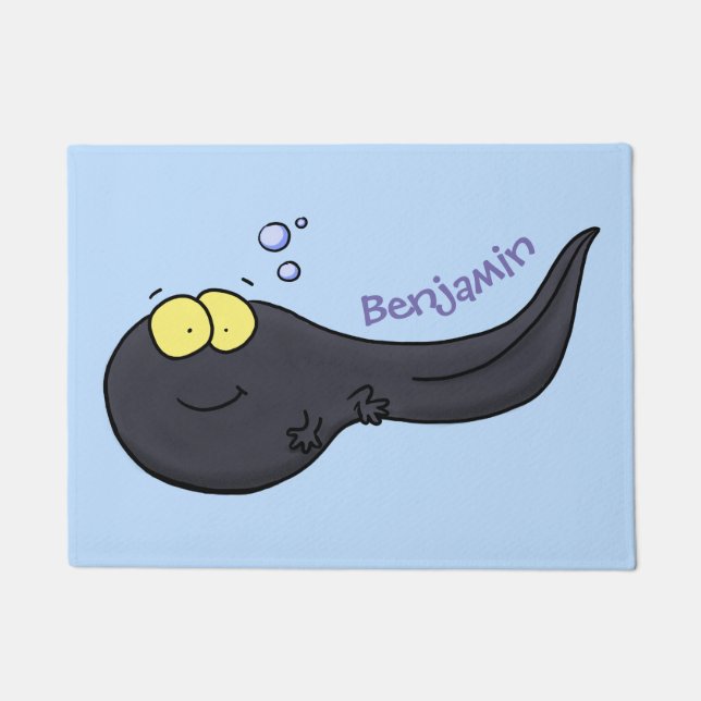 Cute fun tadpole cartoon illustration doormat (Front)