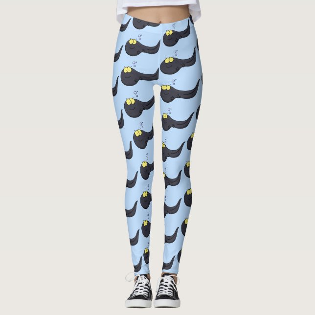Cute fun tadpole cartoon illustration leggings (Front)